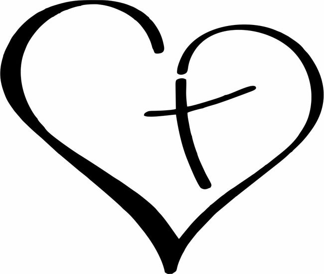 Christian Cross within Heart Decal
