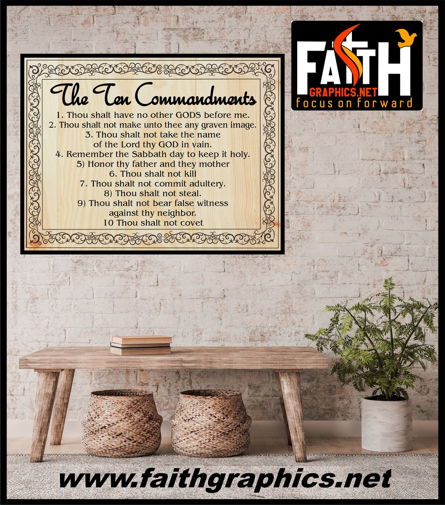 10 Commandments thou shalt not Wood Sign