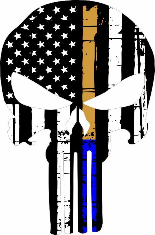 Thin Blue Line Dispatch Police Punisher Exterior window decal - Various Sizes - Powercall Sirens LLC