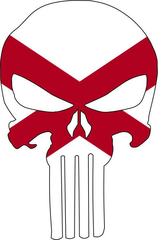 Punisher Decal State of Alabama Flag Vinyl Decal - Various Sizes, ships free - Powercall Sirens LLC