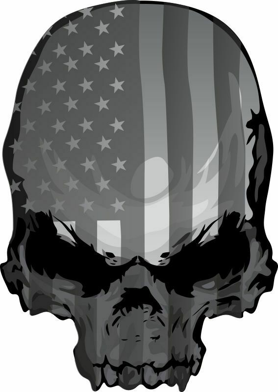 Punisher USA Flag Theme Exterior Helmet/Window Decal - Various Sizes & Materials - Powercall Sirens LLC