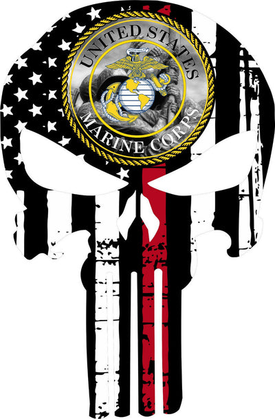 Thin Red Line Punisher Decal - Firefighter US Marine Corp Punisher-Various Sizes - Powercall Sirens LLC