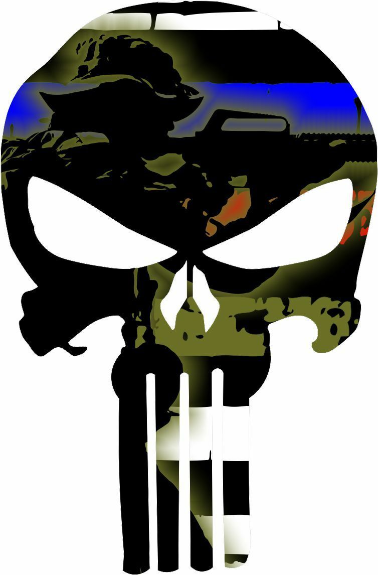 Punisher Skull Military Soldier Shooting Decal Sticker Graphic - Various Sizes - Powercall Sirens LLC