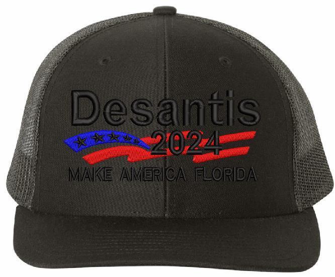 TRUMP DESANTIS 2024 Revenge Tour Embroidered Richardson Black 112 Hat MAGA