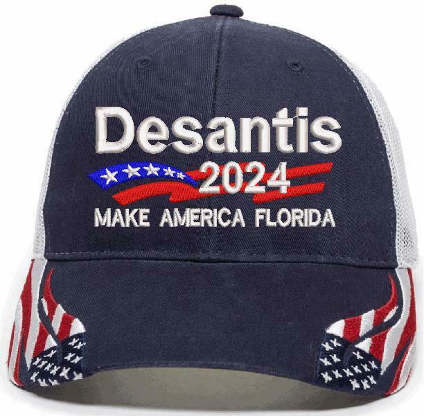 DESANTIS 2024 MAKE AMERICA FLORIDA Embroidered Adj. Hat Trump STARS EDITION