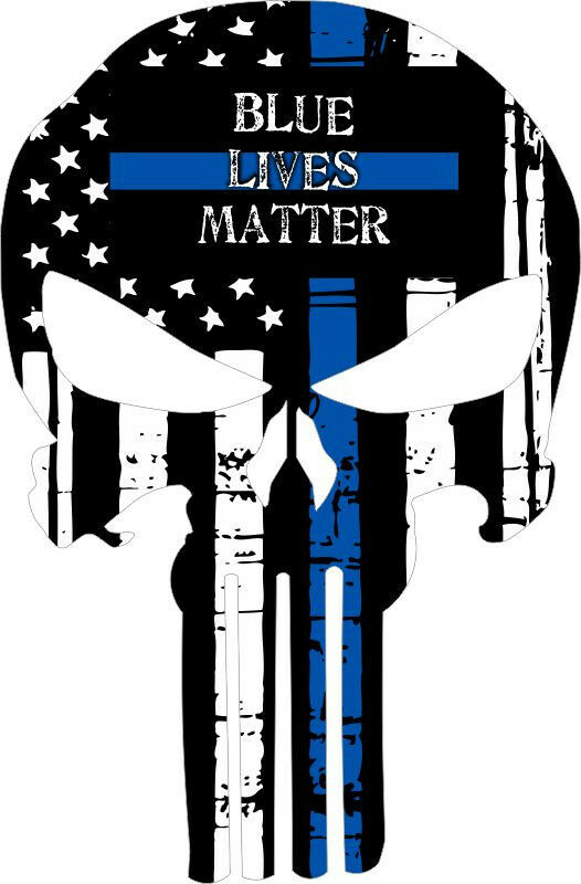 Blue Lives Matter Blue Line Punisher Decal - Powercall Sirens LLC