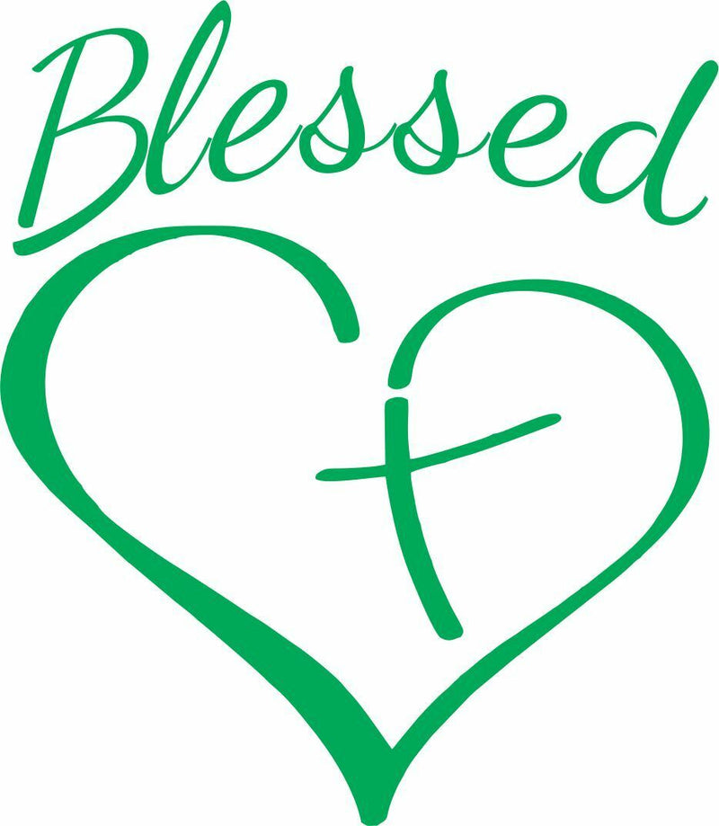 Religious Decal Christian Blessed Heart With Cross Exterior Window Various Sizes - Powercall Sirens LLC
