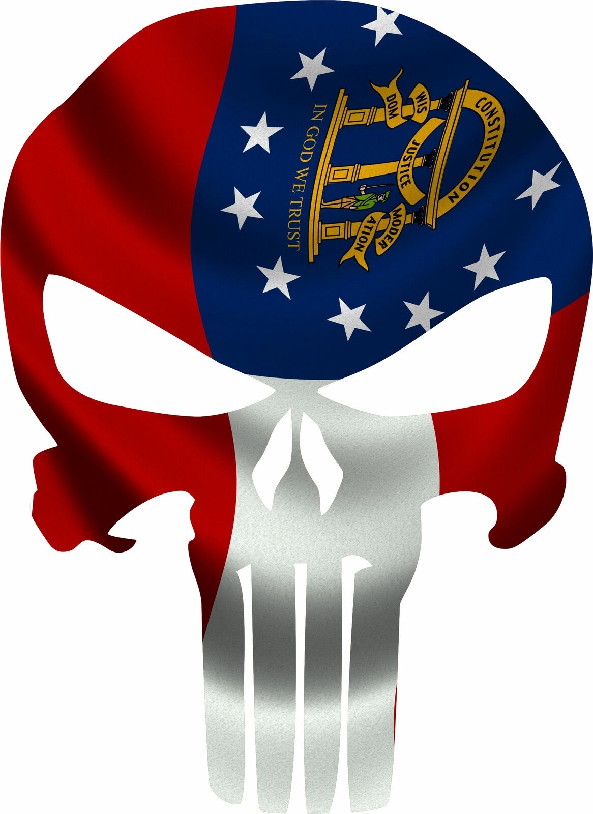 Punisher Skull State of Georgia Flag Decal - Various sizes - free shipping - Powercall Sirens LLC