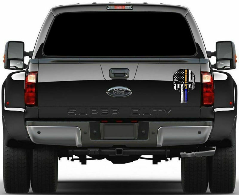 Thin Blue Line Dispatch Police Punisher Exterior window decal - Various Sizes - Powercall Sirens LLC