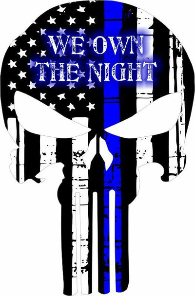 Thin Blue Line Punisher We Own the Night Exterior Window Decal - Various Sizes - Powercall Sirens LLC