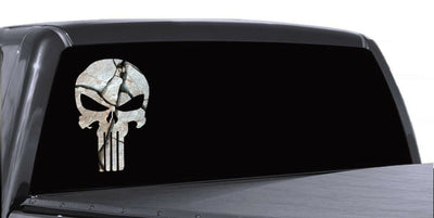 Punisher Skull Cracked Rock Stone Military Decal Sticker Graphic - Various Sizes - Powercall Sirens LLC