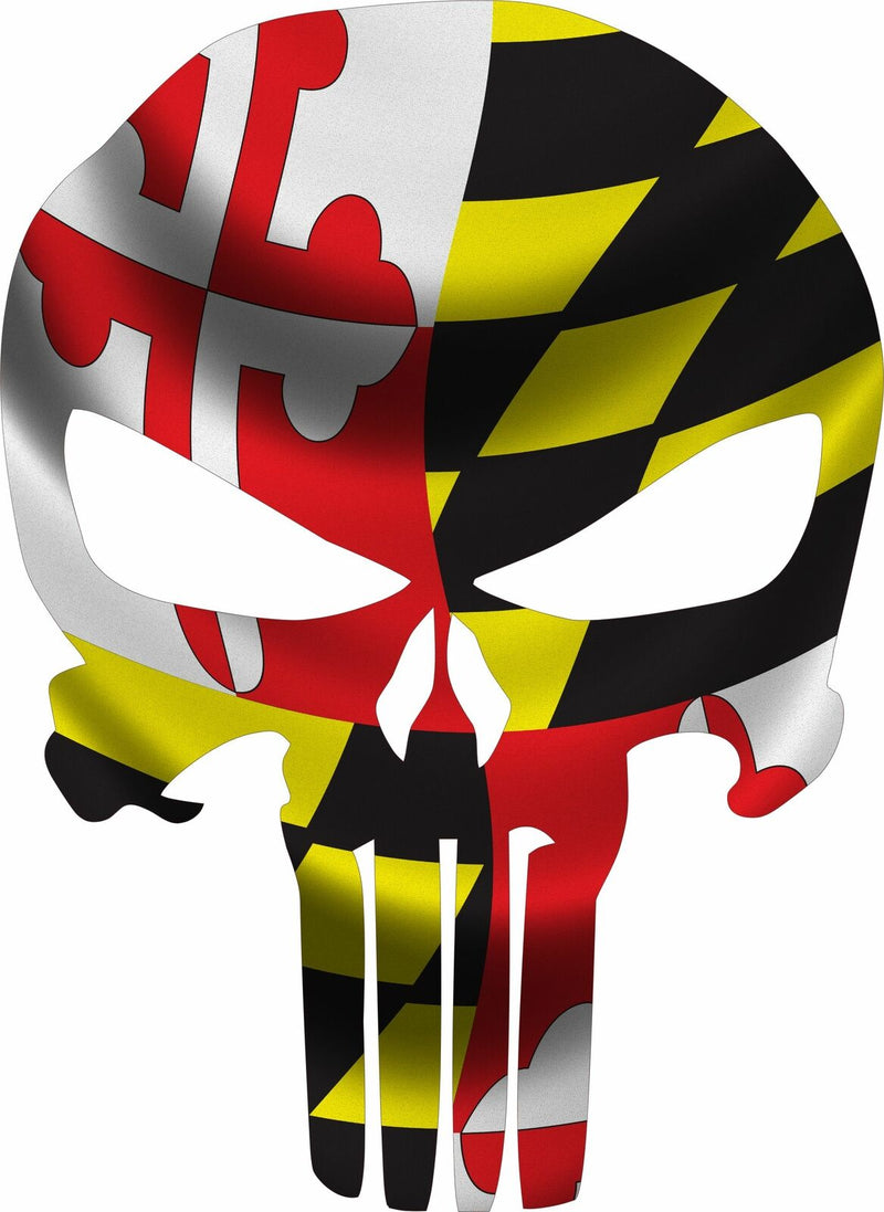 Punisher Skull State of Maryland Flag Decal - Various sizes - free shipping - Powercall Sirens LLC