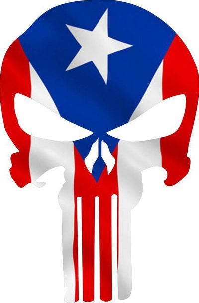 Puerto Rico Flag Punisher Exterior Window Decal - Various sizes - free shipping - Powercall Sirens LLC