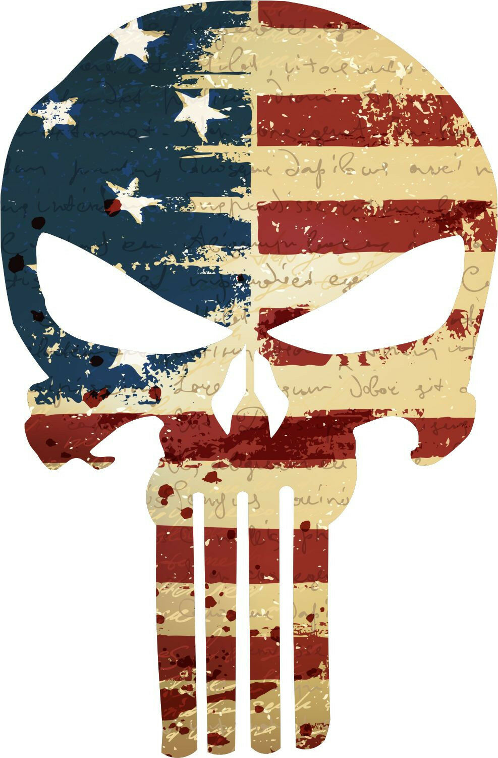 Punisher Skull Vintage American Flag Outdoor/Indoor Decal - Various Sizes - Powercall Sirens LLC