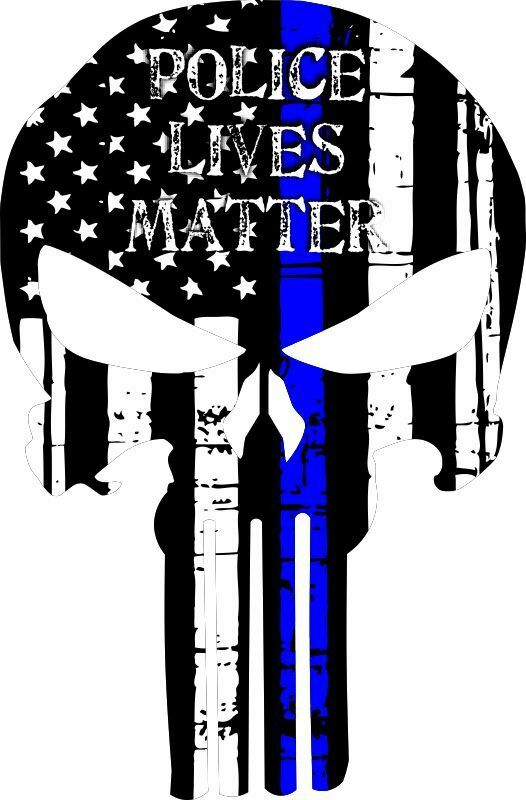 Police Lives Matter Blue Line Punisher decal - Powercall Sirens LLC