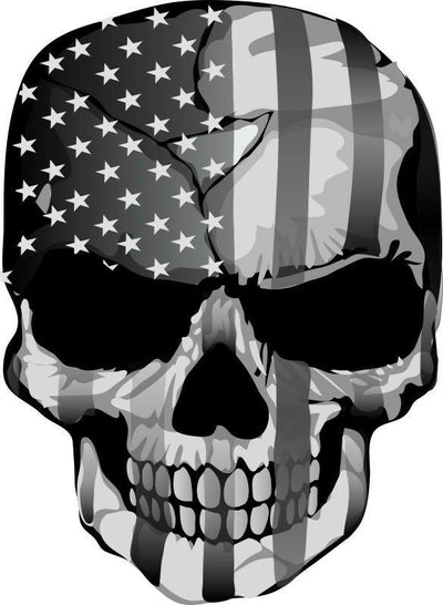 Punisher American Flag Black/White/Gray Exterior Decal - Multiple Sizes - Powercall Sirens LLC