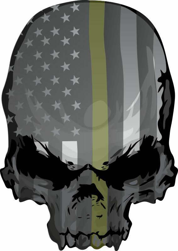 Military Olive Drab Punisher USA Theme Window Decal - Various Sizes & Materials - Powercall Sirens LLC