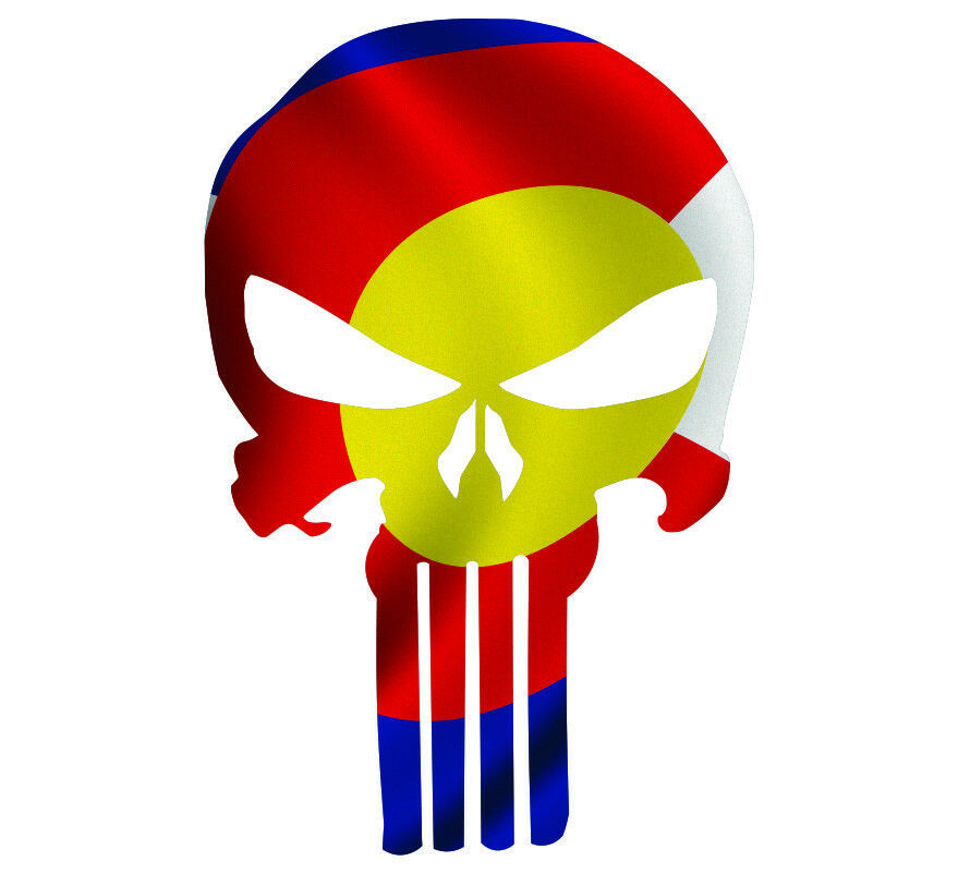 Punisher Decal State of Colorado Flag Vinyl Decal - Various Sizes, ships free - Powercall Sirens LLC