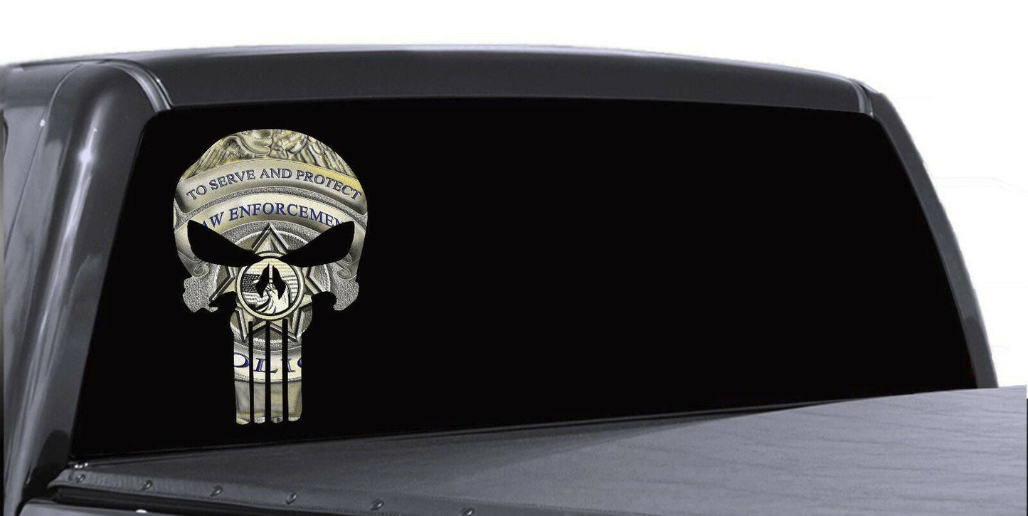 Punisher Police Serve and Protect Decal Sticker Graphic - Various Sizes - Powercall Sirens LLC