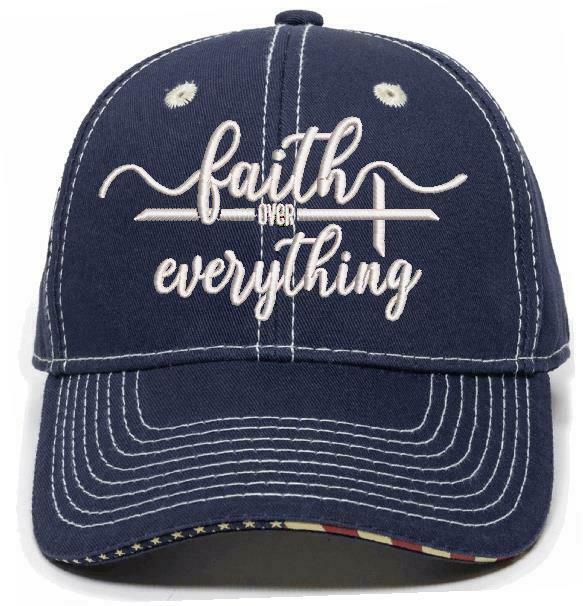 Faith over Everything Embroidered Adjustable Hat USA-800 Version Faith Jesus hat - Powercall Sirens LLC