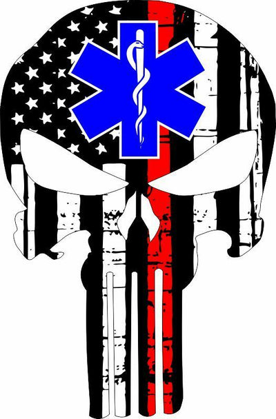 Thin Red Line Punisher EMS Star Decal - Powercall Sirens LLC