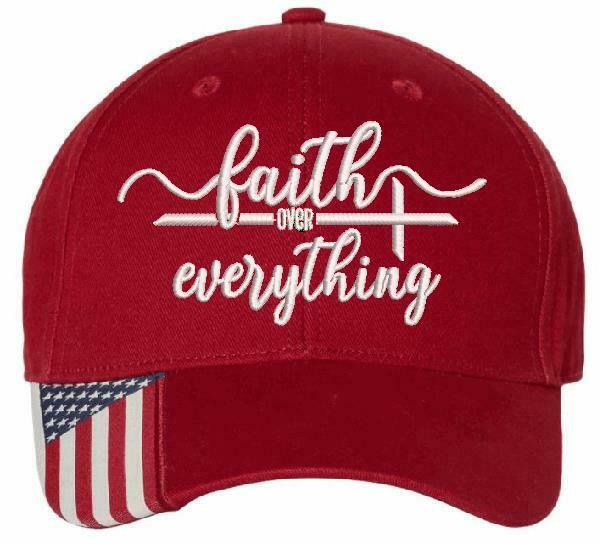 Faith over Everything Embroidered Adjustable Hat USA300 Outdoor Cap Faith Jesus - Powercall Sirens LLC