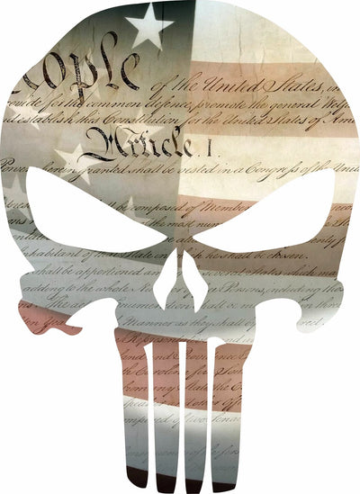 Punisher Skull Constitution Flag Punisher Exterior Decal - Graphic Various Sizes - Powercall Sirens LLC