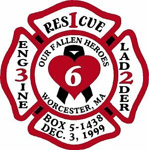 Firefighter Worcester 6 Memorial Decal - MALTESE CROSS in Variety of Sizes! - Powercall Sirens LLC