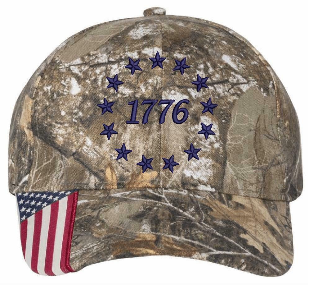 1776 Stars Embroidered CWF035 Camo Hat Choices - Declaration of Independence Hat - Powercall Sirens LLC
