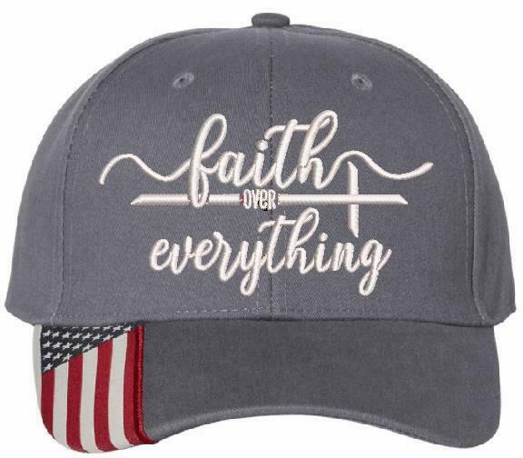 Faith over Everything Embroidered Adjustable Hat USA300 Outdoor Cap Faith Jesus - Powercall Sirens LLC