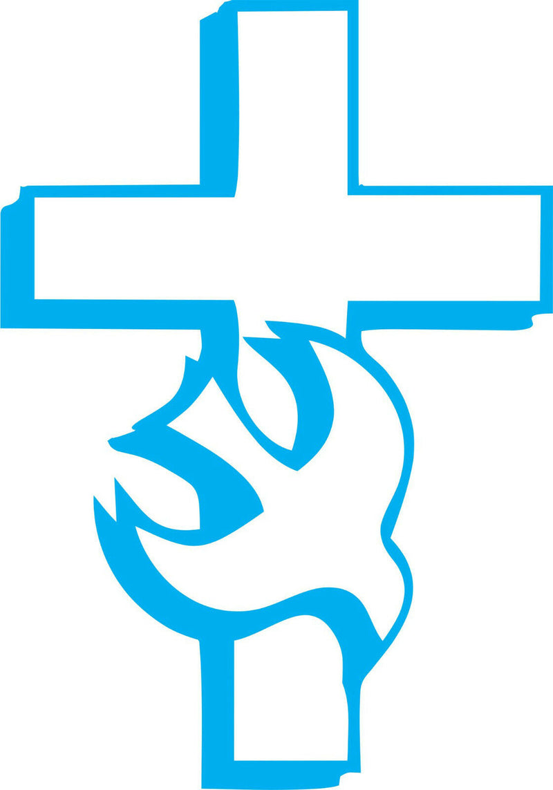 Religious Christian Cross and Dove Exterior Window Decal Various Sizes and Color - Powercall Sirens LLC