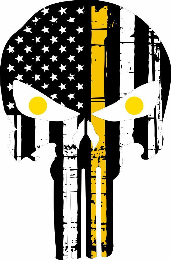 Thin Yellow Line Tow Eyes Products PUNISHER Tattered Flag Decal Numerous Sizes - Powercall Sirens LLC