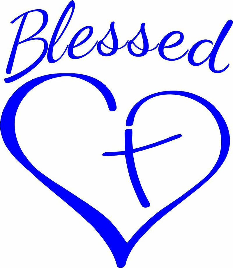 Religious Decal Christian Blessed Heart With Cross Exterior Window Various Sizes - Powercall Sirens LLC