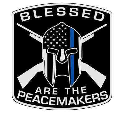 Blessed are the Peacemakers Police Blue line decal