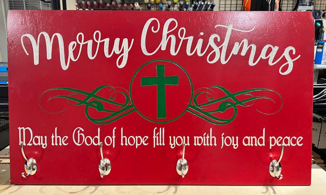 Merry Christmas God of Hope Coat hook Engraved Sign