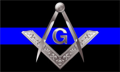 Blue Line Masonic Square and Compass Decal - Powercall Sirens LLC