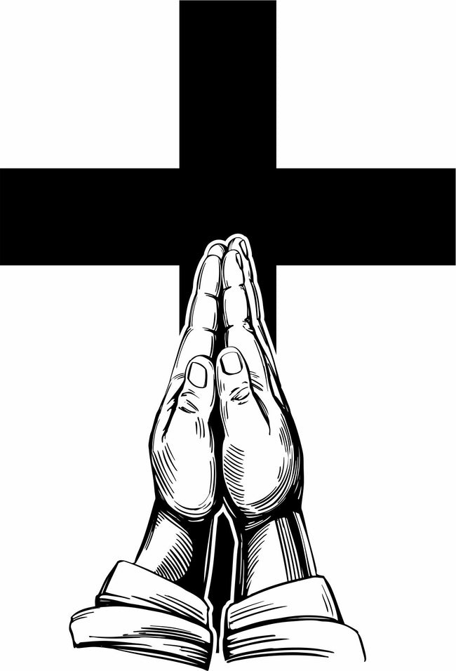 Praying Hands Cross Window Decal