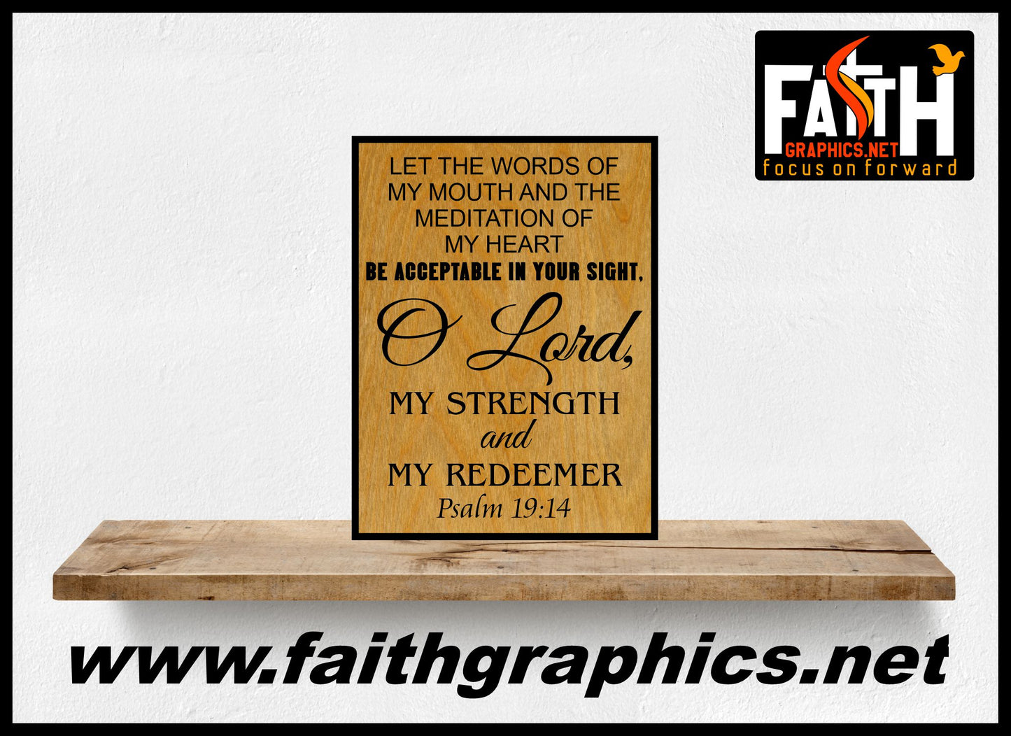 Psalm 19:14 My Redeemer Strength Engraved Wood Sign