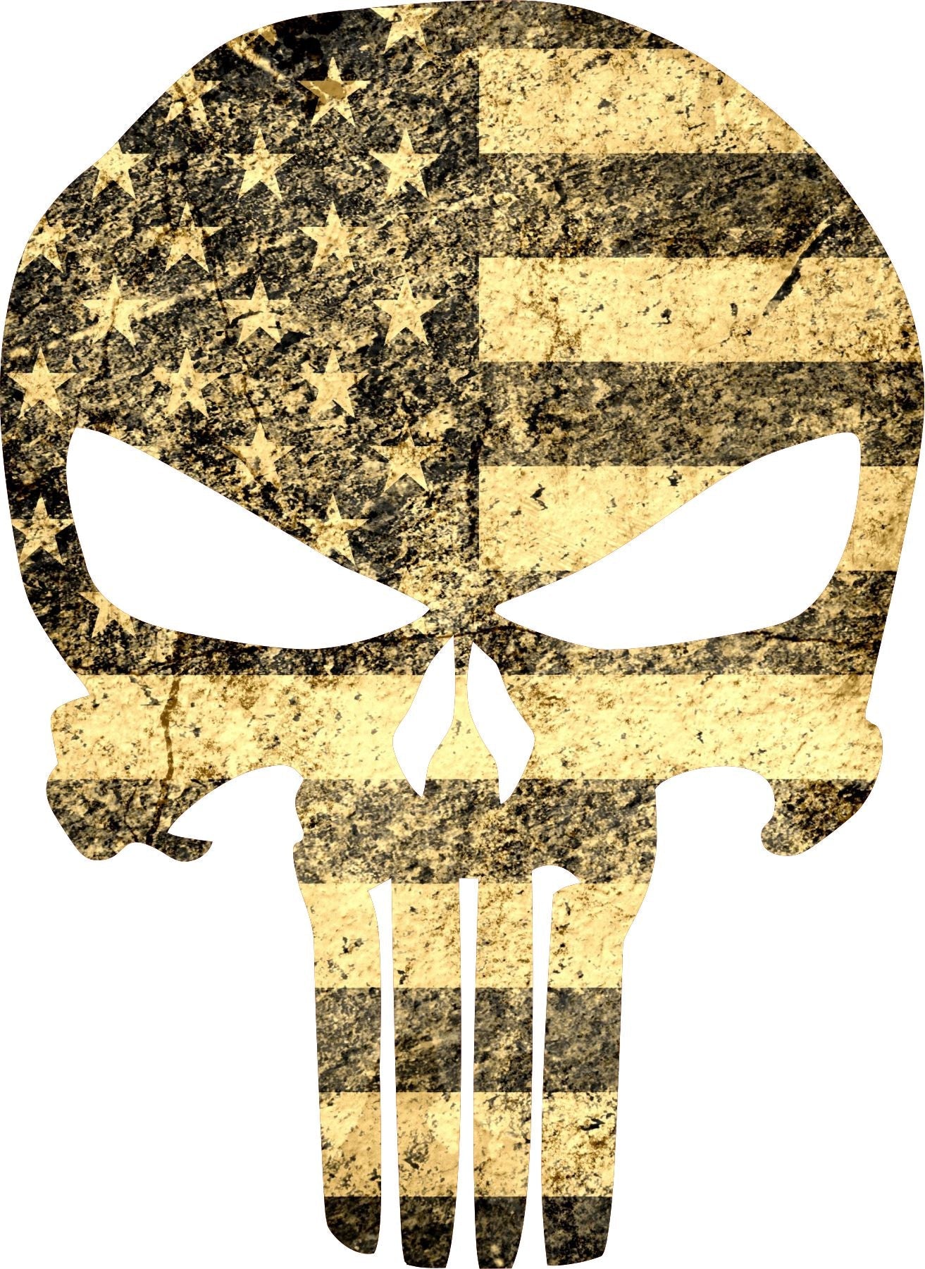 Punisher Skull Vintage USA Flag Punisher Exterior Decal - Graphic Various Sizes - Powercall Sirens LLC