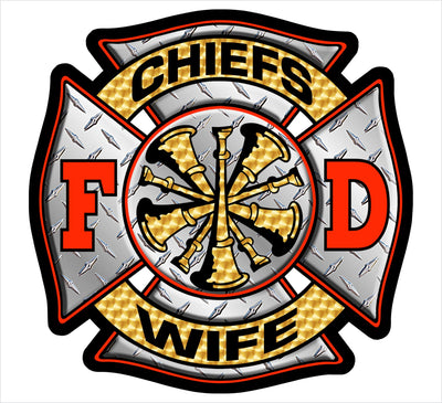 Chief's Wife Diamond Plate Decal - Powercall Sirens LLC