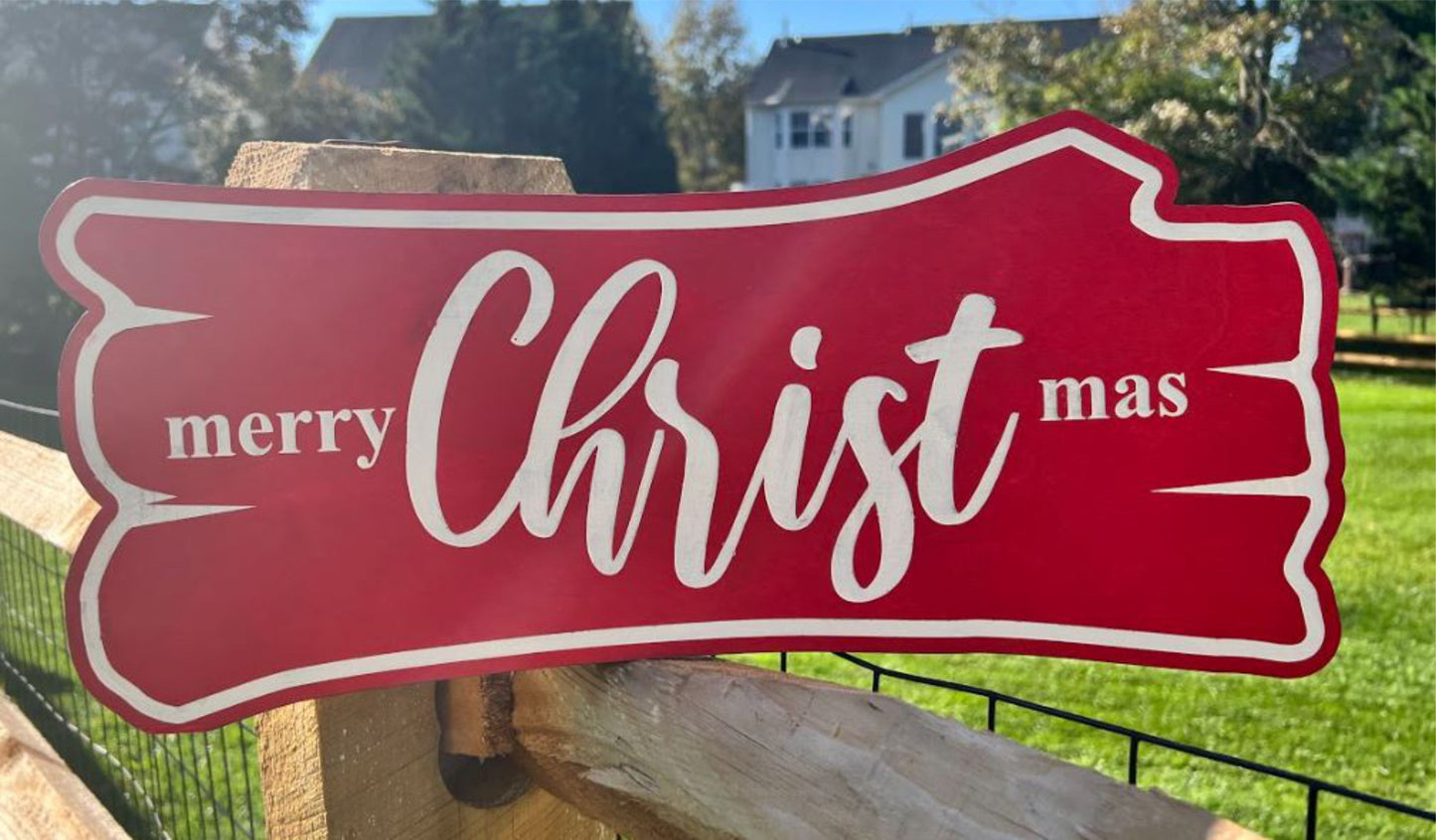 Merry CHRIST mas Custom Wood Sign 20" x 9"