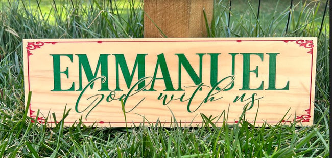Emmanuel God With Us Custom Engraved Wood Sign