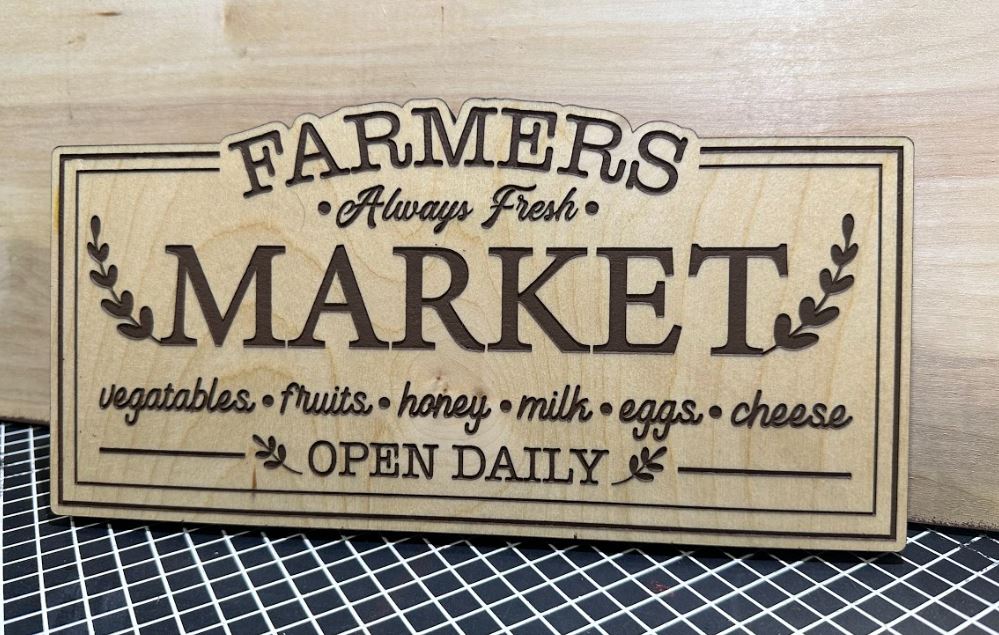 Farmers Always Fresh Market Custom Engraved Wood Sign