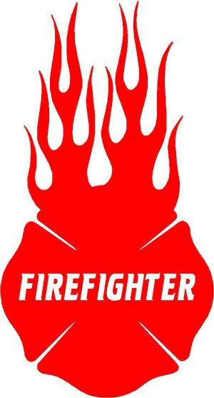 Firefighter Flame Maltese Cross Decal - Powercall Sirens LLC