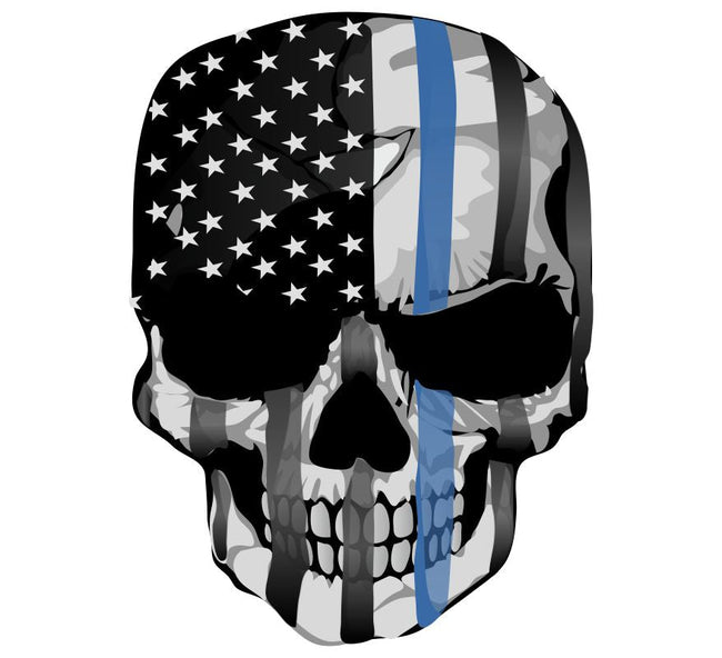 Tattered Skull Version 2 Blue Line Decal