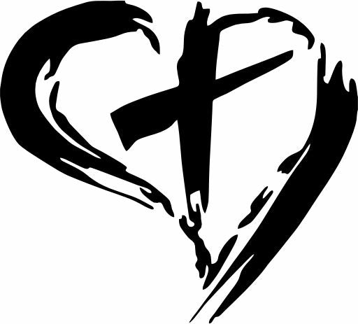 Christian Cross Heart Religious Decal