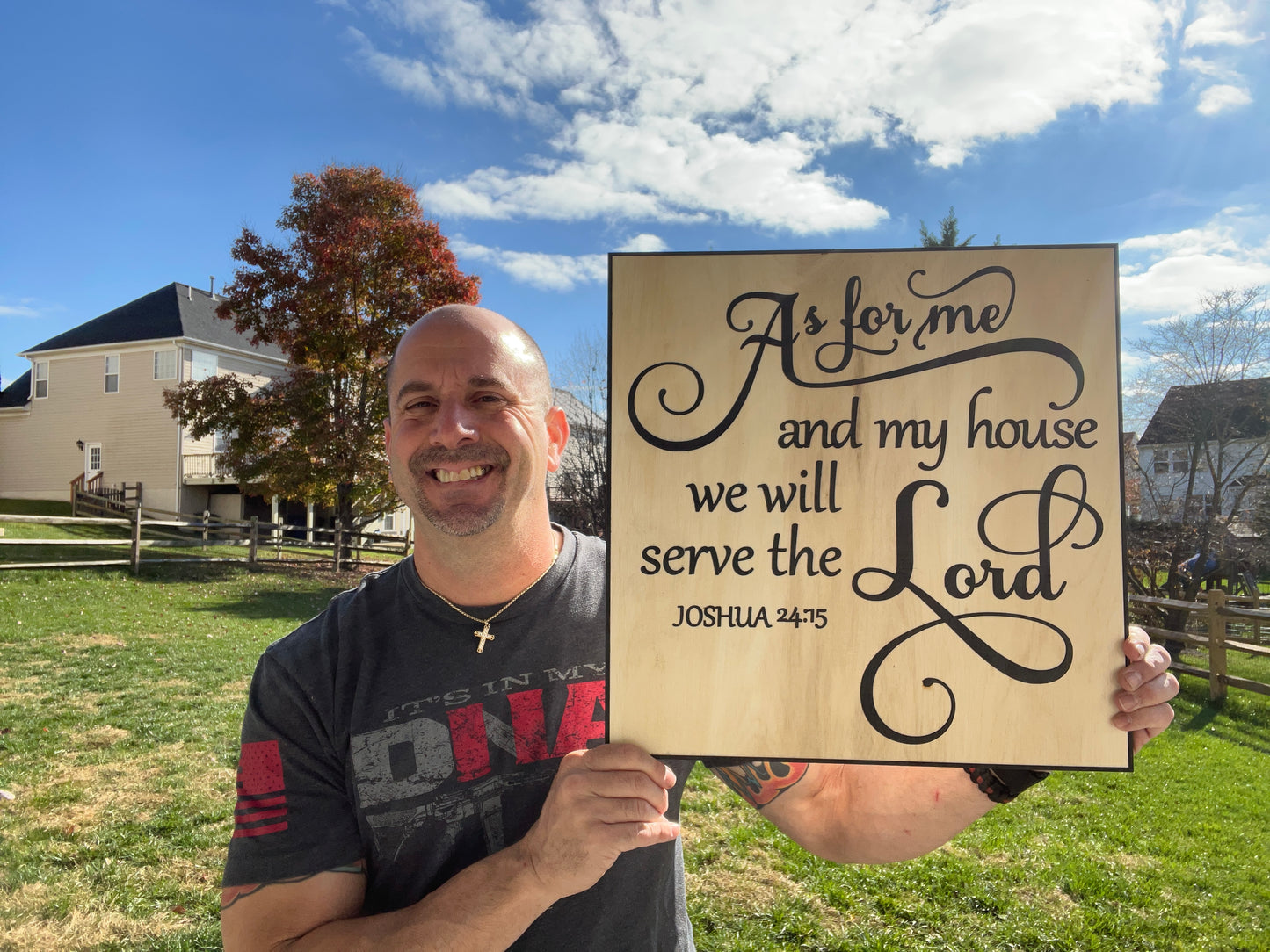 Joshua 24:15 As for me and my house Engraved Wood Sign