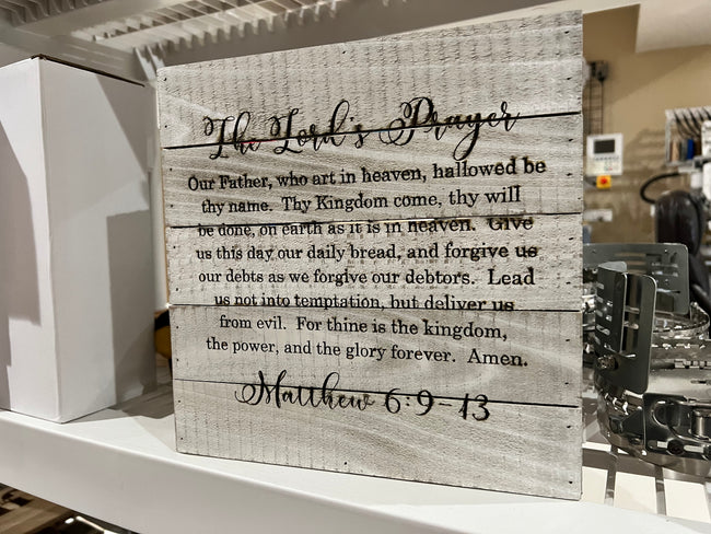 The Lords Prayer Engraved Wood Sign