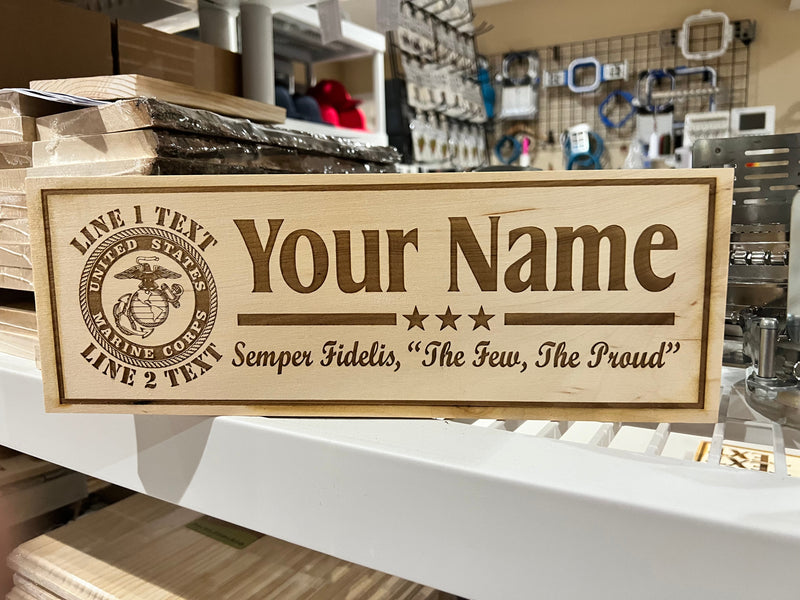 Marine Corp Customized Engraved Wood Sign - Powercall Sirens LLC