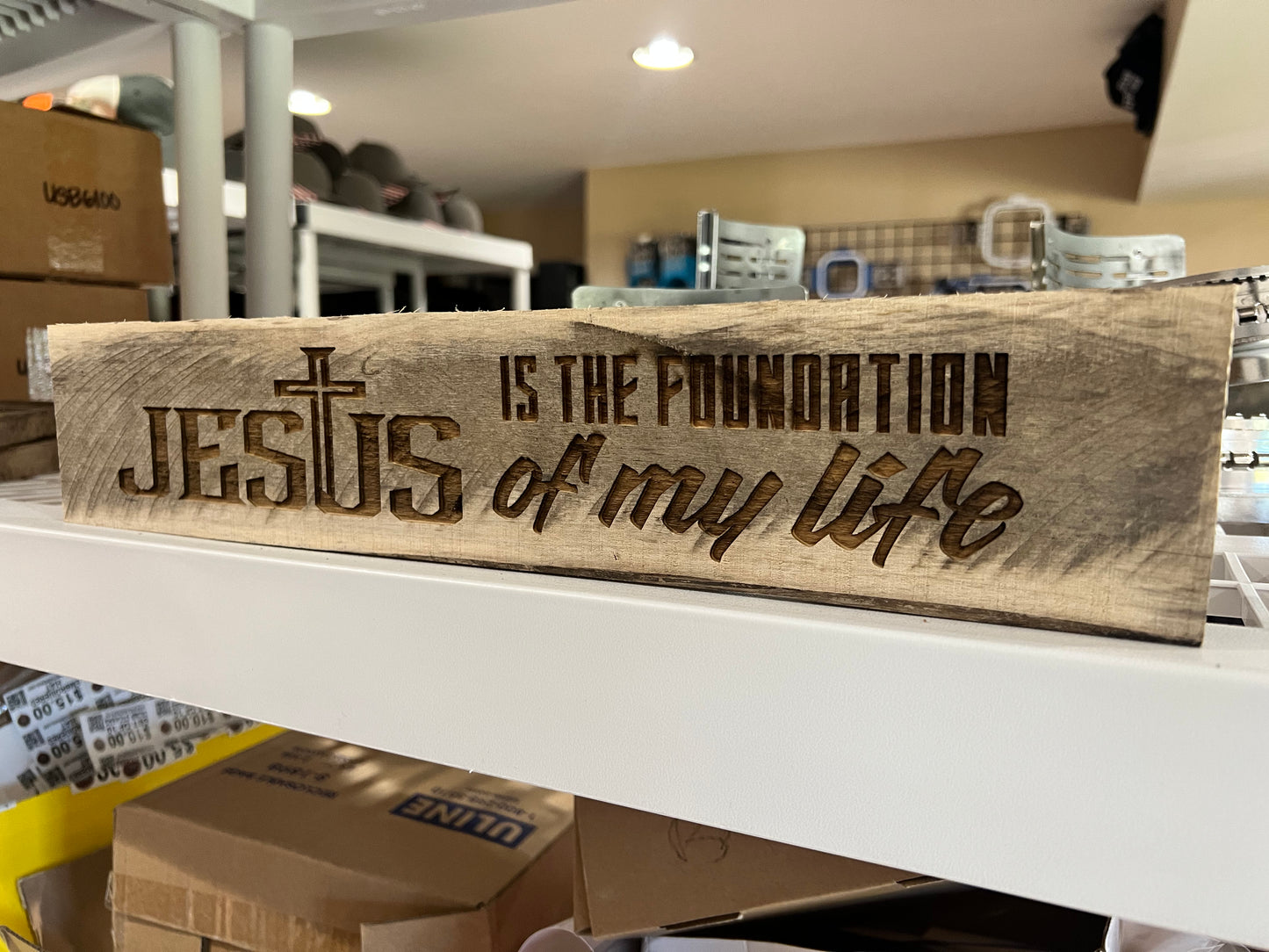 Jesus is the foundation Engraved Wood Sign